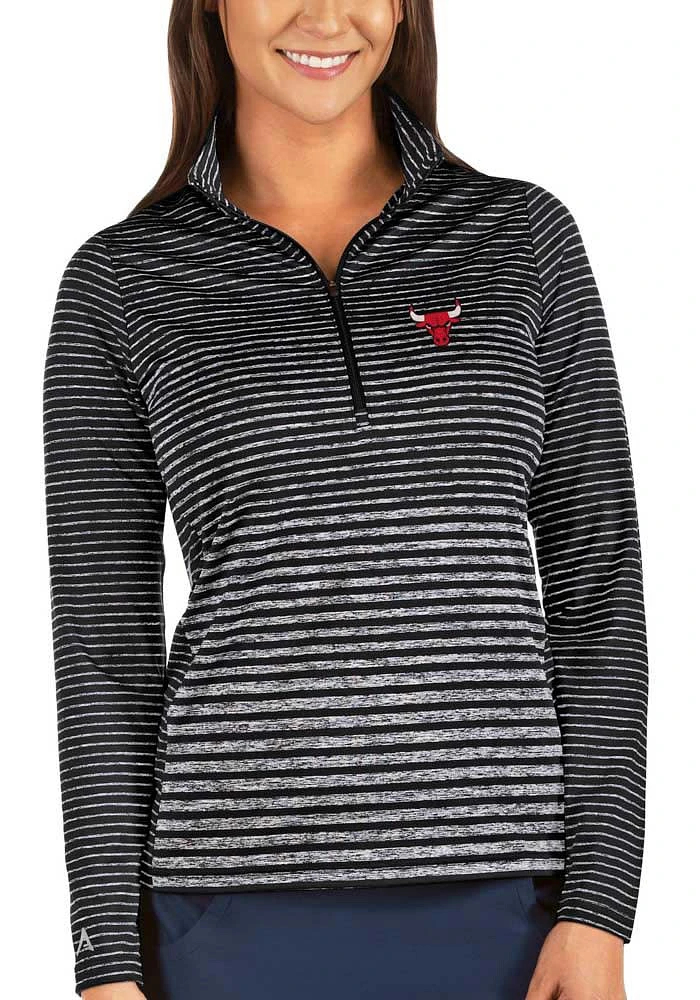 Antigua Chicago Bulls Womens Black Pace Qtr Zip Pullover