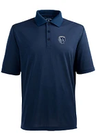 Antigua Sporting Kansas City Mens Navy Blue Pique Xtra-Lite Short Sleeve Polo