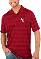 Antigua Oklahoma Sooners Mens Crimson Compass Tonal Stripe Short Sleeve Polo
