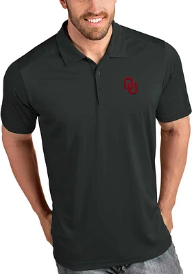 Antigua Oklahoma Sooners Mens Grey Tribute Short Sleeve Polo