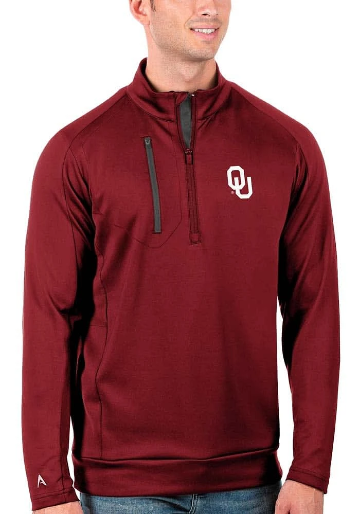 Antigua Oklahoma Sooners Mens Crimson Generation Long Sleeve Qtr Zip Pullover