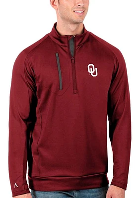 Antigua Oklahoma Sooners Mens Crimson Generation Long Sleeve Qtr Zip Pullover
