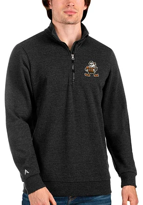 Antigua Cleveland Browns Mens Black Action Long Sleeve Qtr Zip Fashion Pullover