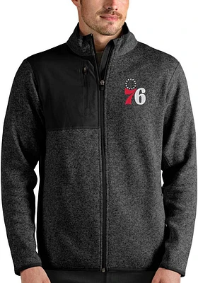 Antigua Philadelphia 76ers Mens Black Fortune Medium Weight Jacket