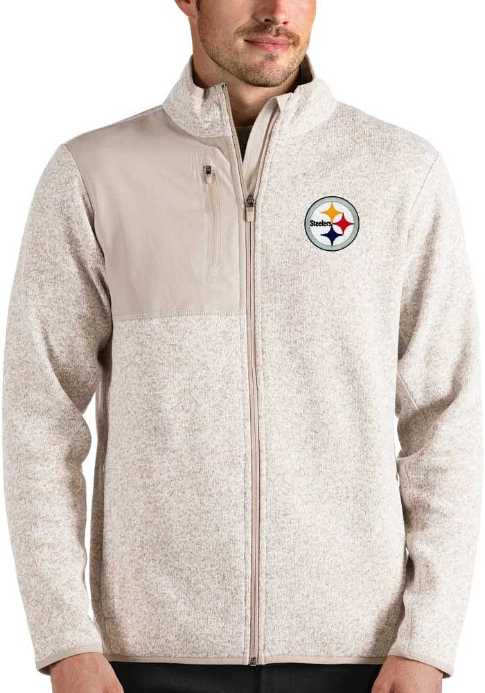 Antigua Pittsburgh Steelers Mens White Fortune Medium Weight Jacket