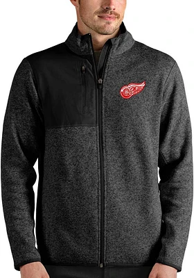 Antigua Detroit Red Wings Mens Black Fortune Medium Weight Jacket