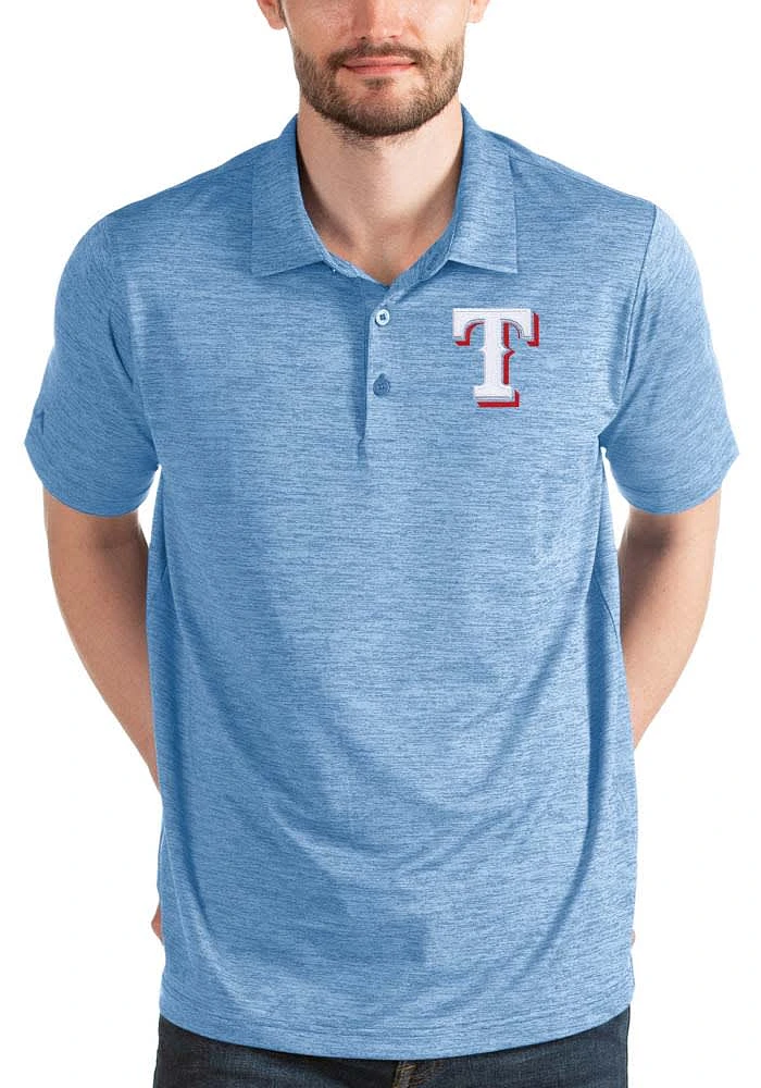 Antigua Texas Rangers Mens Light Blue Metric Short Sleeve Polo