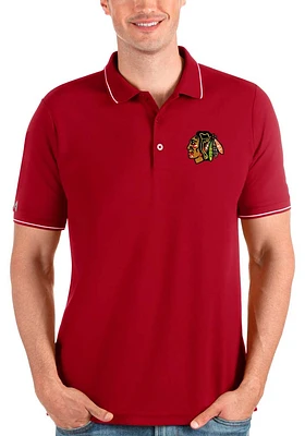 Antigua Chicago Blackhawks Mens Red AFFLUENT DESIGN Short Sleeve Polo
