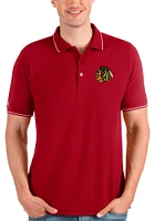 Antigua Chicago Blackhawks Mens Red AFFLUENT DESIGN Short Sleeve Polo