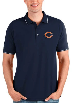 Antigua Chicago Bears Mens Navy Blue AFFLUENT Short Sleeve Polo