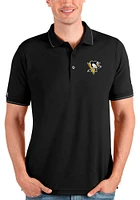 Antigua Pittsburgh Penguins Mens Black AFFLUENT Short Sleeve Polo
