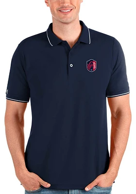 Antigua St Louis City SC Mens Navy Blue AFFLUENT Short Sleeve Polo
