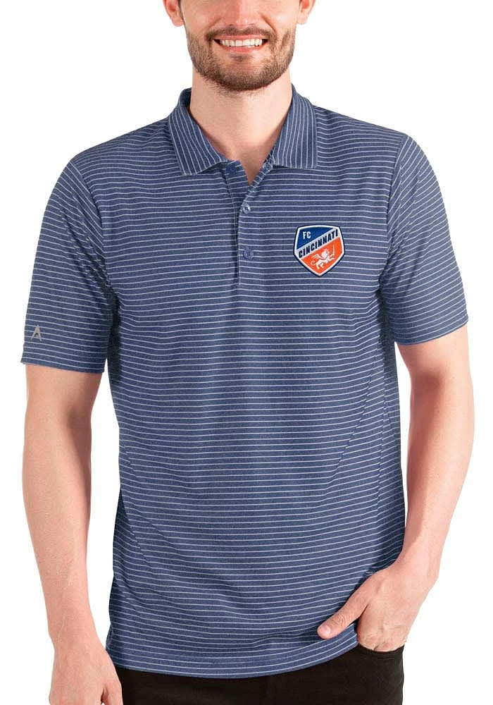 Antigua FC Cincinnati Mens Blue ESTEEM Short Sleeve Polo