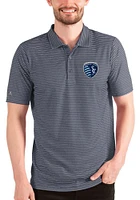Antigua Sporting Kansas City Mens Navy Blue ESTEEM DESIGN Short Sleeve Polo
