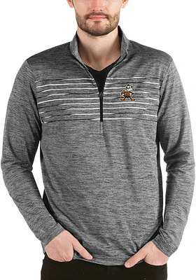 Antigua Cleveland Browns Mens Black Practice Long Sleeve Qtr Zip Pullover