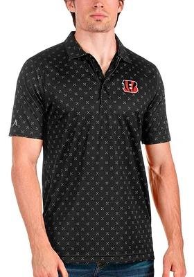 Antigua Cincinnati Bengals Mens Black SPARK Design Short Sleeve Polo