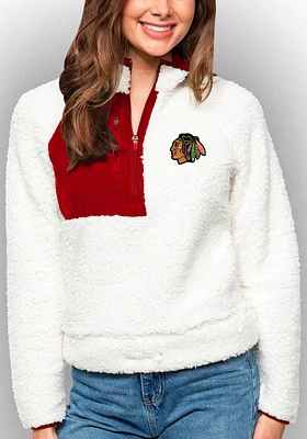 Antigua Chicago Blackhawks Womens White Fusion Qtr Zip
