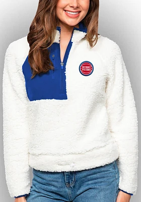 Antigua Detroit Pistons Womens White Fusion Qtr Zip