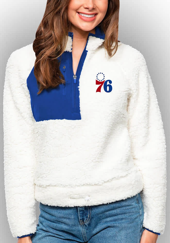Antigua Philadelphia 76ers Womens White Fusion Qtr Zip