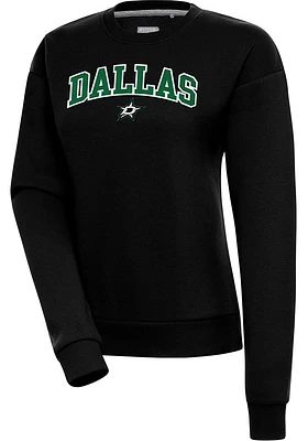 Antigua Dallas Stars Womens Black Script Victory Crew Sweatshirt