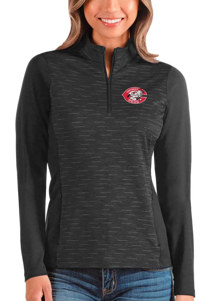 Antigua Cincinnati Reds Womens Black Select 1/4 Zip Pullover