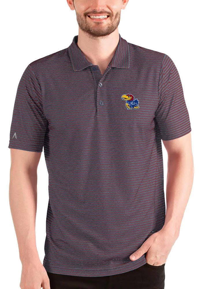 Antigua Kansas Jayhawks Mens Navy Blue Esteem Short Sleeve Polo