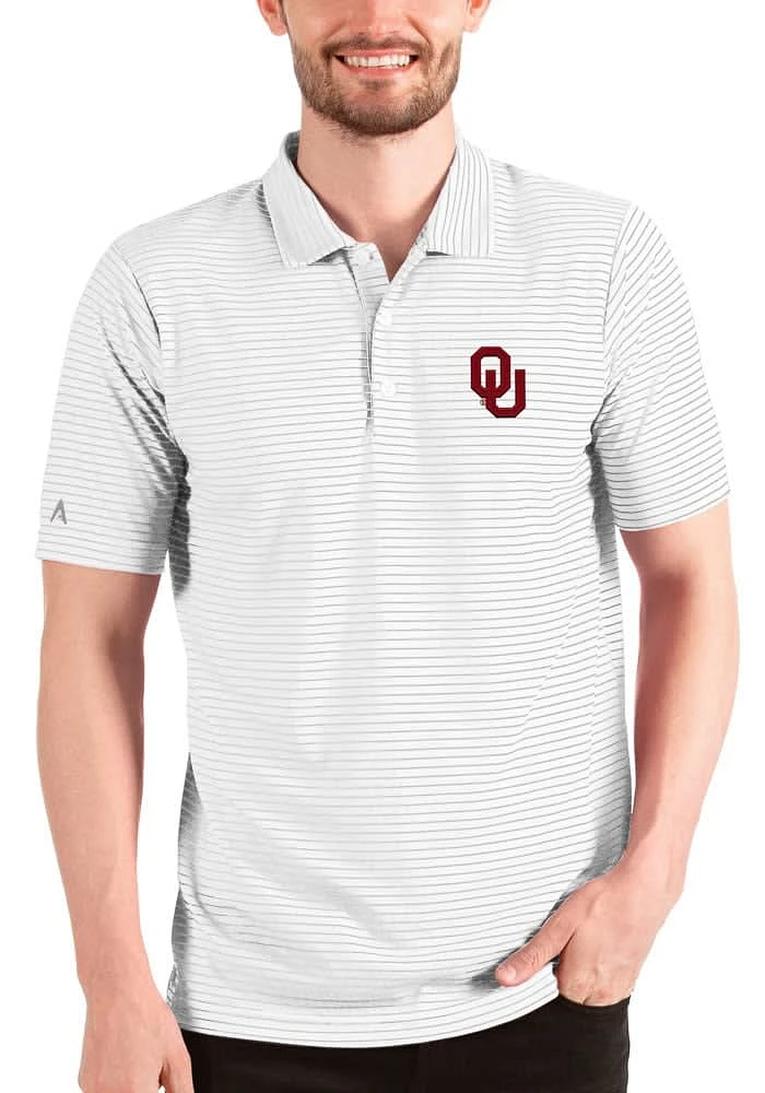 Antigua Oklahoma Sooners Mens White Esteem Short Sleeve Polo