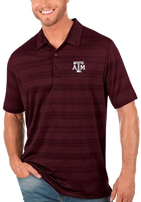 Antigua Texas A&M Aggies Mens Maroon Compass Tonal Stripe Short Sleeve Polo