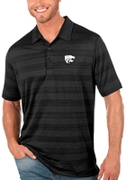Antigua K-State Wildcats Mens Black Power Cat Compass Tonal Stripe Short Sleeve Polo