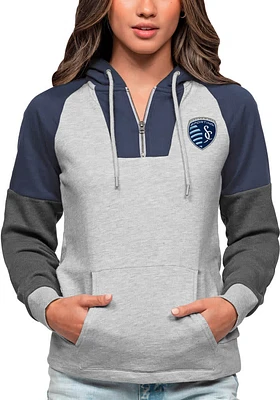 Antigua Sporting Kansas City Womens Grey Jackpot Hooded Sweatshirt