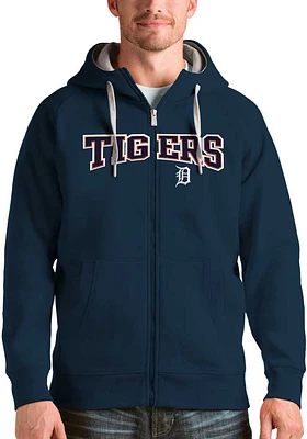 Antigua Detroit Tigers Mens Navy Blue Victory Wordmark Long Sleeve Full Zip Jacket
