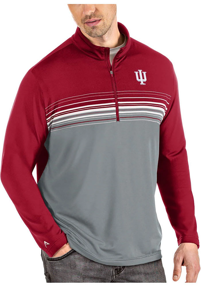 Antigua Indiana Hoosiers Mens Crimson Pace Long Sleeve Qtr Zip Pullover