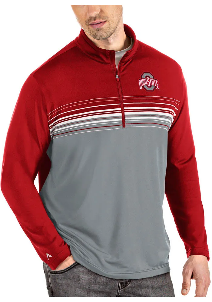 Antigua Ohio State Buckeyes Mens Red Pace Long Sleeve Qtr Zip Pullover