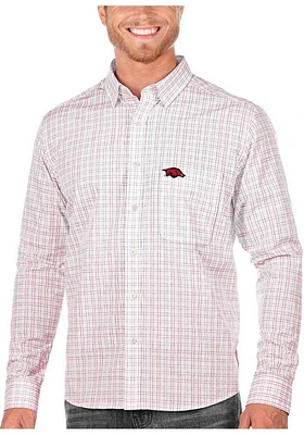 Antigua Arkansas Razorbacks Mens White Origin Long Sleeve Dress Shirt