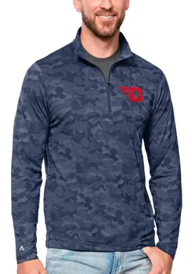 Antigua Dayton Flyers Mens Navy Blue Brigade Long Sleeve 1/4 Zip Pullover