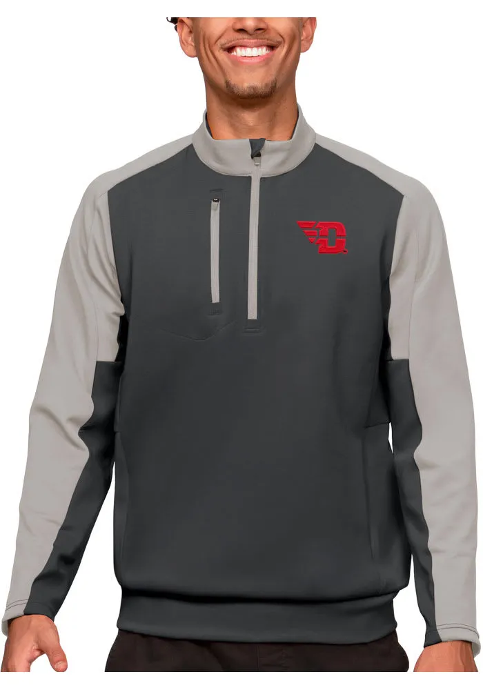 Antigua Dayton Flyers Mens Charcoal Team Long Sleeve 1/4 Zip Pullover