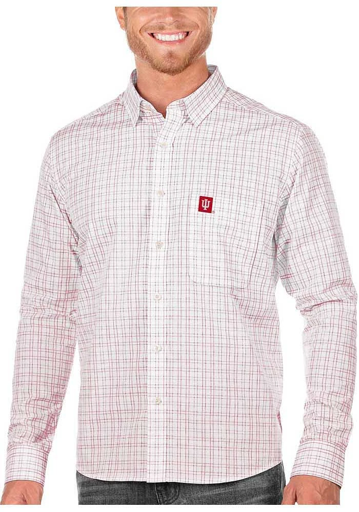 Antigua Indiana Hoosiers Mens White Origin Long Sleeve Dress Shirt