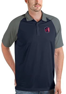 Antigua St Louis City SC Mens Navy Blue Nova Polo Short Sleeve