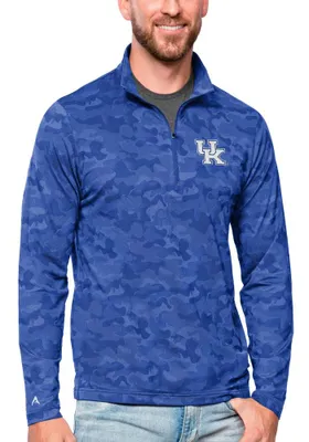 Antigua Kentucky Wildcats Mens Blue Brigade Long Sleeve 1/4 Zip Pullover