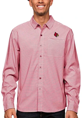 Antigua Louisville Cardinals Mens Red Stellar Long Sleeve Dress Shirt