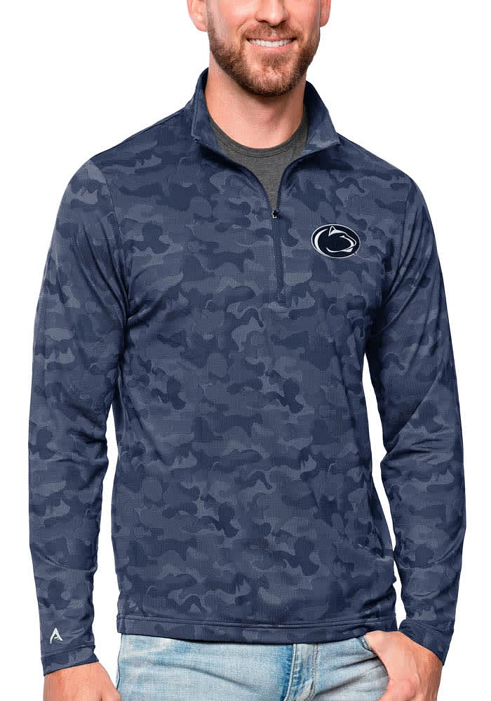Antigua Penn State Nittany Lions Mens Navy Blue Brigade Long Sleeve Qtr Zip Pullover