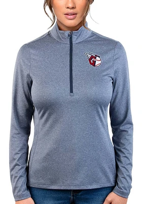 Antigua Cleveland Guardians Womens Navy Blue Rally 2 Qtr Zip Pullover