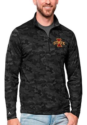 Antigua Iowa State Cyclones Mens Black Brigade Long Sleeve Qtr Zip Pullover