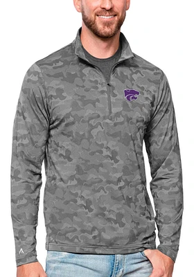 Antigua K-State Wildcats Mens Charcoal Brigade Long Sleeve Qtr Zip Pullover