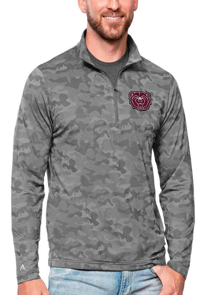 Antigua Missouri State Bears Mens Charcoal Brigade Long Sleeve Qtr Zip Pullover