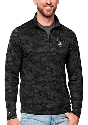 Antigua Oklahoma State Cowboys Mens Black Brigade Long Sleeve Qtr Zip Pullover