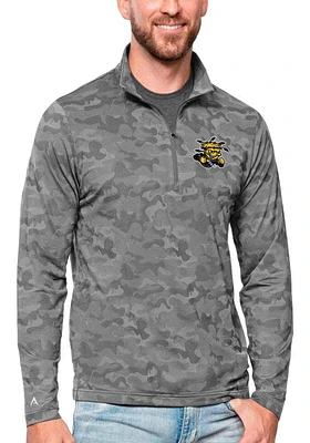 Antigua Wichita State Shockers Mens Charcoal Brigade Long Sleeve Qtr Zip Pullover