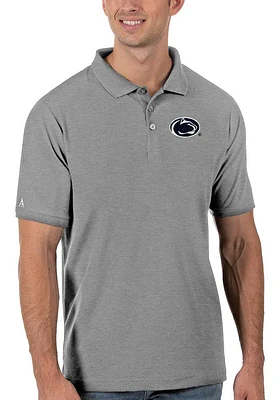 Antigua Penn State Nittany Lions Mens Grey Legacy Pique Short Sleeve Polo