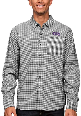 Antigua TCU Horned Frogs Mens Black Stellar Long Sleeve Dress Shirt