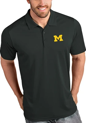 Antigua Michigan Wolverines Mens Grey Tribute Short Sleeve Polo